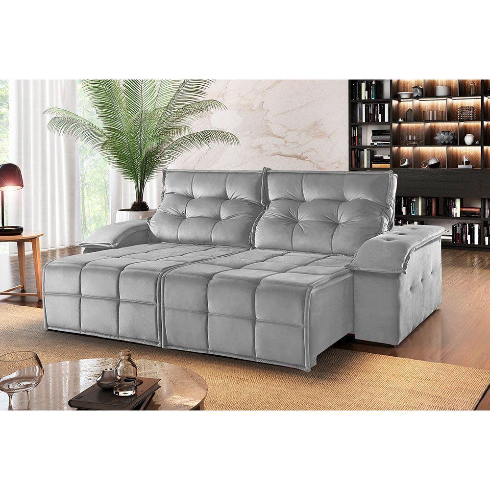 Sofá 2 Lugares Retrátil E Reclinável Martins M-122 Veludo Cinza - 2