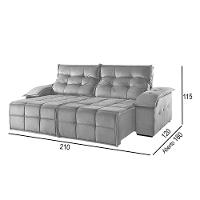 Sofá 2 Lugares Retrátil E Reclinável Martins M-122 Veludo Cinza - 3