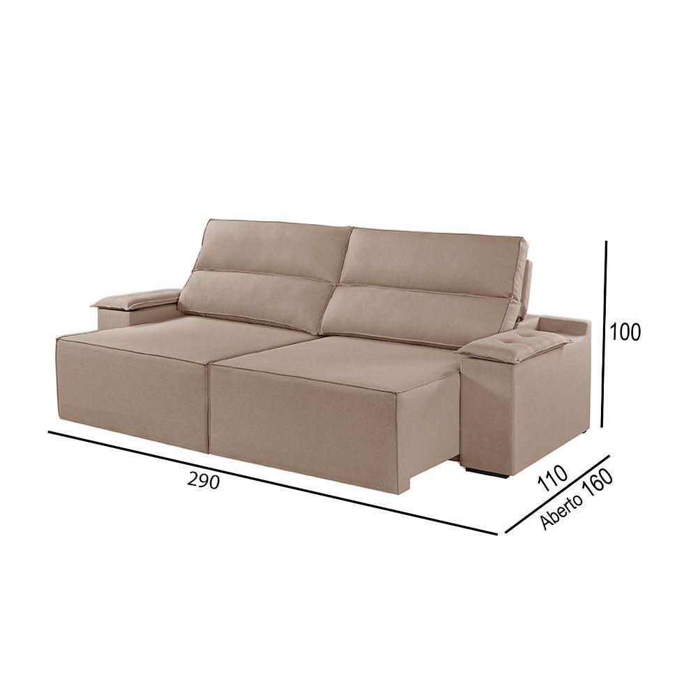 Sofá 5 Lugares Retrátil E Reclinável Martins M-180 Veludo Bege - 3