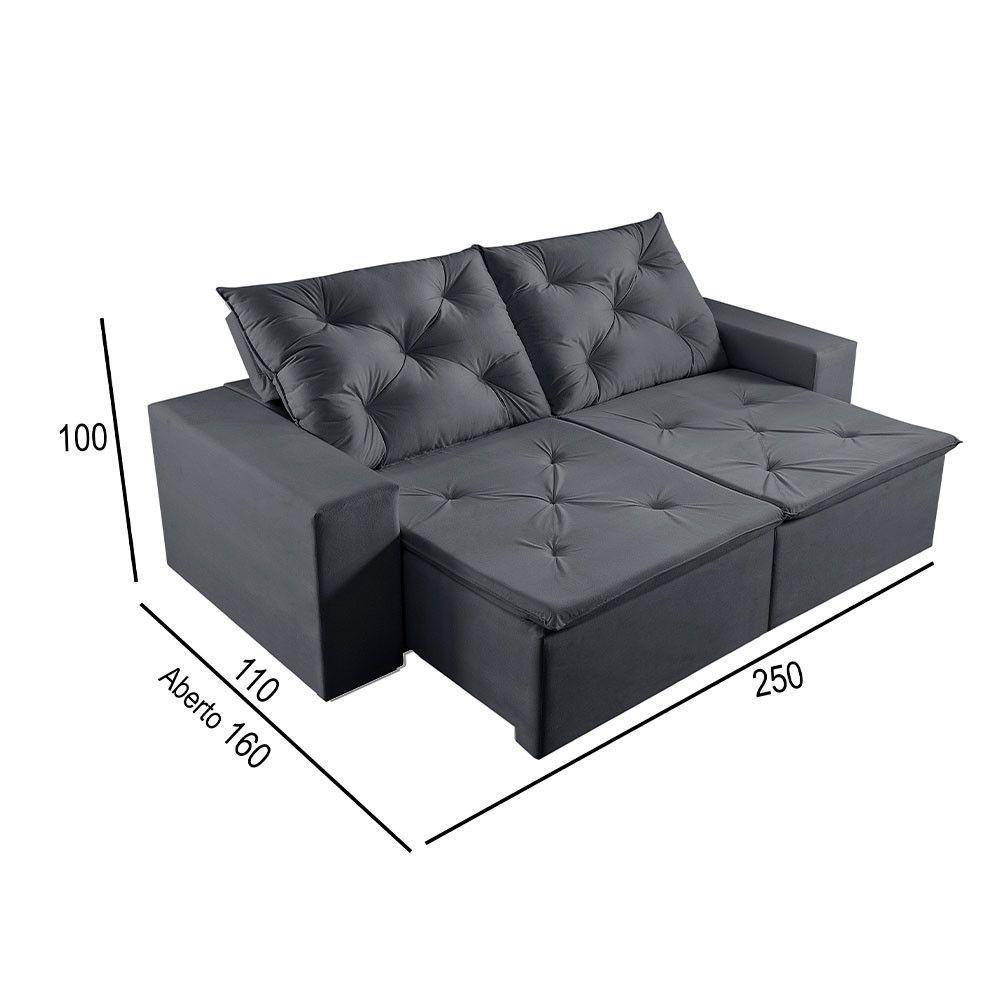 Sofá 4 Lugares Retrátil E Reclinável Martins M-181 Veludo Grafite - 2