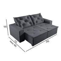 Sofá 4 Lugares Retrátil E Reclinável Martins M-181 Veludo Grafite - 2