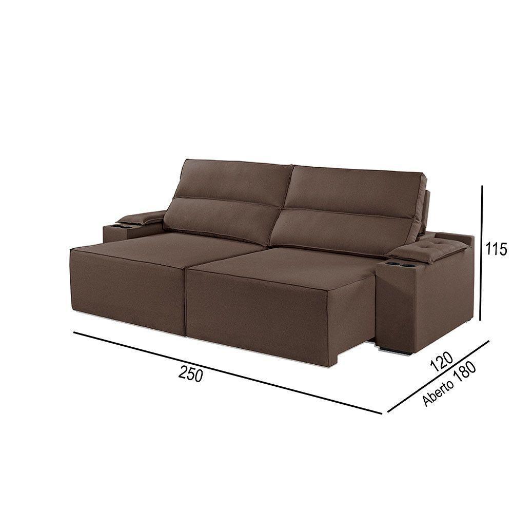Sofá 4 Lugares Retrátil E Reclinável M-180 Martins Veludo Marrom - 2