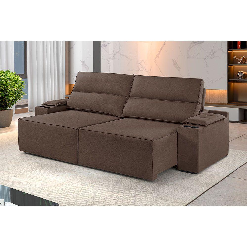 Sofá 4 Lugares Retrátil E Reclinável M-180 Martins Veludo Marrom - 3