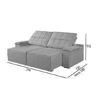 Sofá 5 Lugares Retrátil E Reclinável Martins M-182 Veludo Cinza - 3