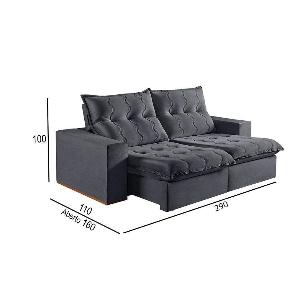 Sofá 5 Lugares Retrátil E Reclinável Martins M-177 Veludo Grafite - 2