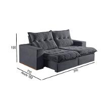 Sofá 5 Lugares Retrátil E Reclinável Martins M-177 Veludo Grafite - 2