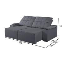 Sofá 4 Lugares Retrátil E Reclinável M-182 Martins Grafite - 3