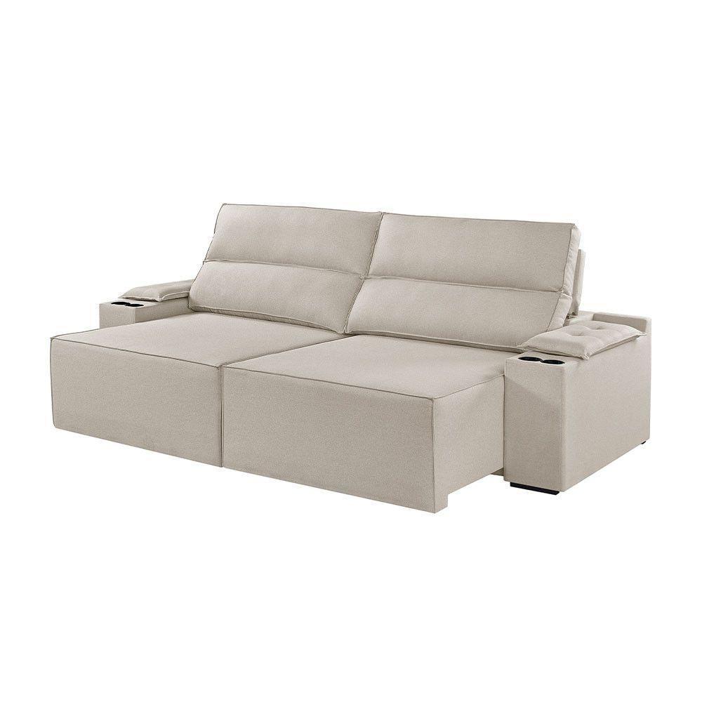 Sofá 3 Lugares Retrátil E Reclinável M-180 Martins Veludo Creme - 1