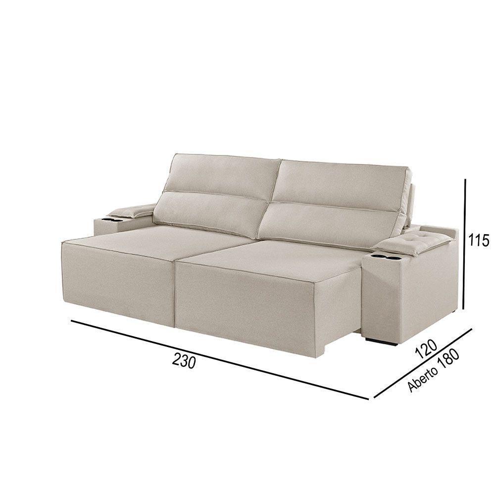 Sofá 3 Lugares Retrátil E Reclinável M-180 Martins Veludo Creme - 3
