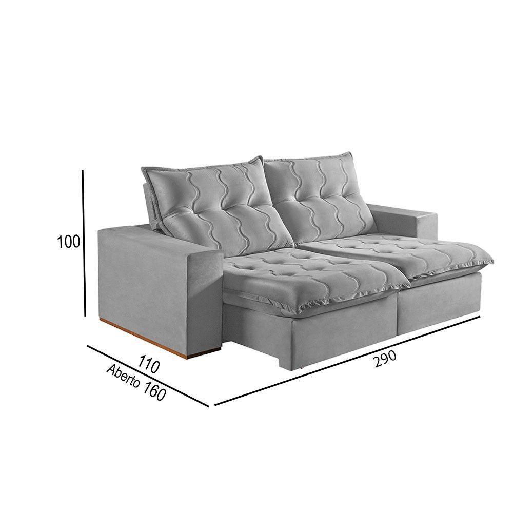 Sofá 5 Lugares Retrátil E Reclinável Martins M-177 Veludo Cinza - 3