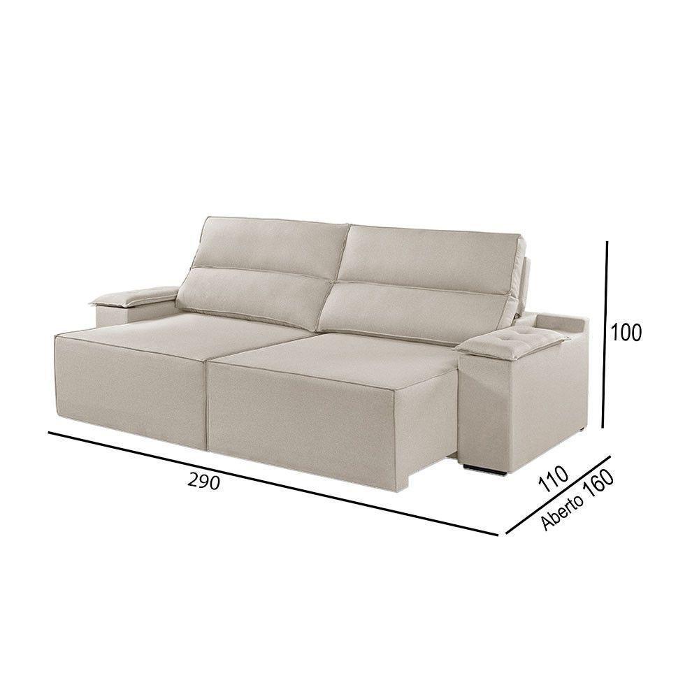 Sofá 5 Lugares Retrátil E Reclinável Martins M-180 Veludo Creme - 3