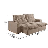 Sofá 4 Lugares Retrátil E Reclinável Martins M-177 Veludo Bege - 3