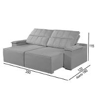 Sofá 4 Lugares Retrátil E Reclinável Martins M-182 Veludo Cinza - 2