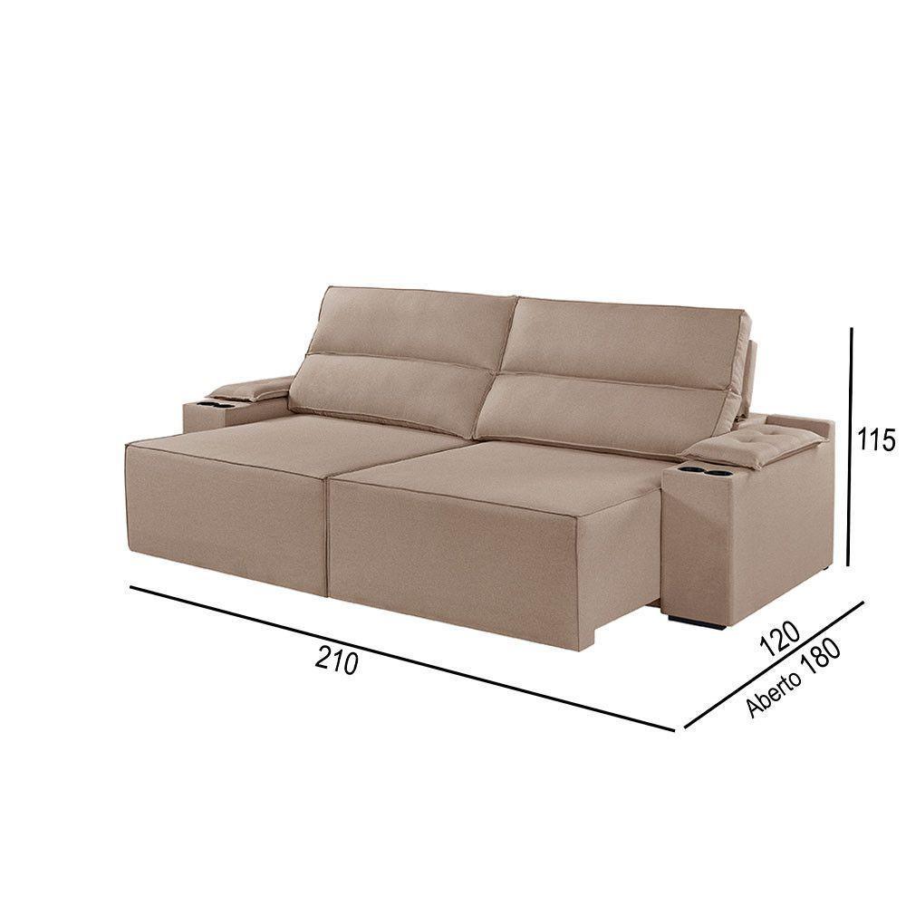 Sofá 2 Lugares Retrátil E Reclinável M-180 Martins Veludo Bege - 3