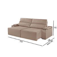 Sofá 2 Lugares Retrátil E Reclinável M-180 Martins Veludo Bege - 3