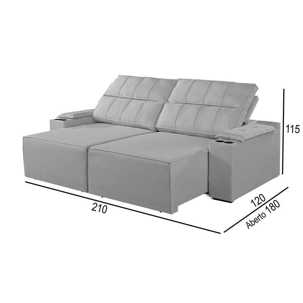 Sofá 2 Lugares Retrátil E Reclinável M-182 Martins Cinza - 2