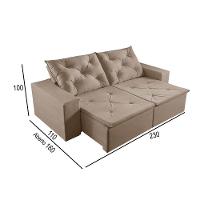 Sofá 3 Lugares Retrátil E Reclinável Martins M-181 Veludo Bege - 3