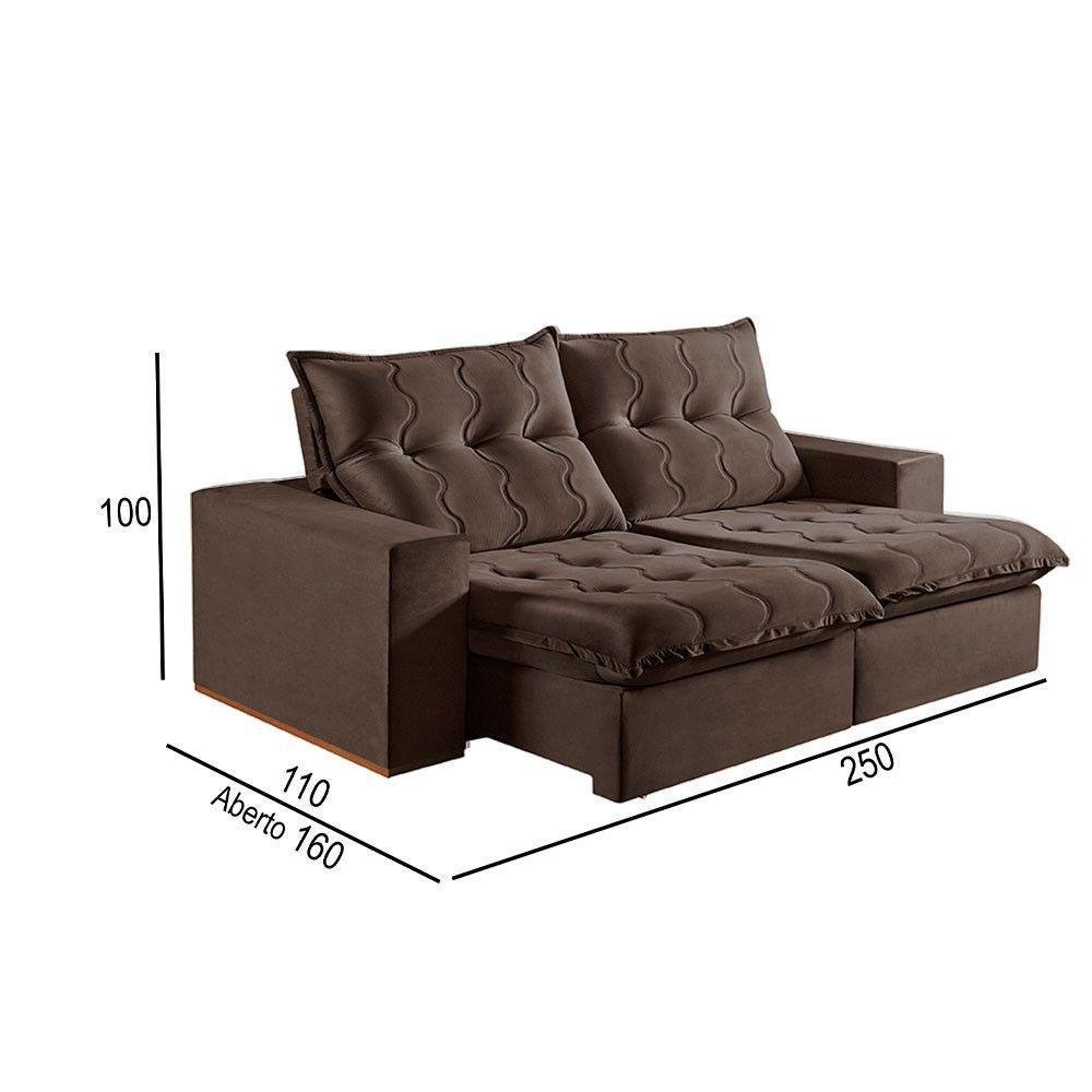 Sofá 4 Lugares Retrátil E Reclinável Martins M-177 Veludo Marrom - 3