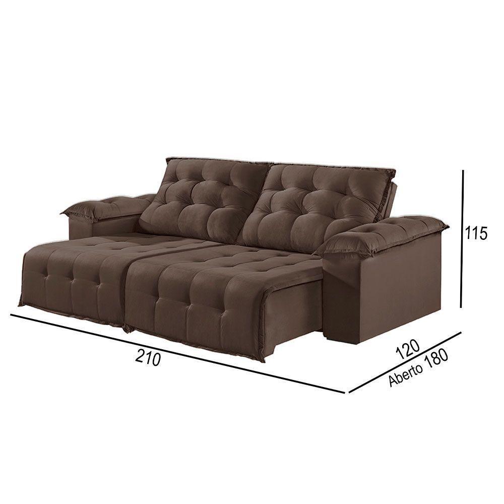 Sofá 2 Lugares Retrátil E Reclinável Martins M-170 Veludo Marrom - 2