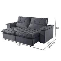 Sofá 3 Lugares Retrátil E Reclinável Martins M-178 Veludo Grafite - 2