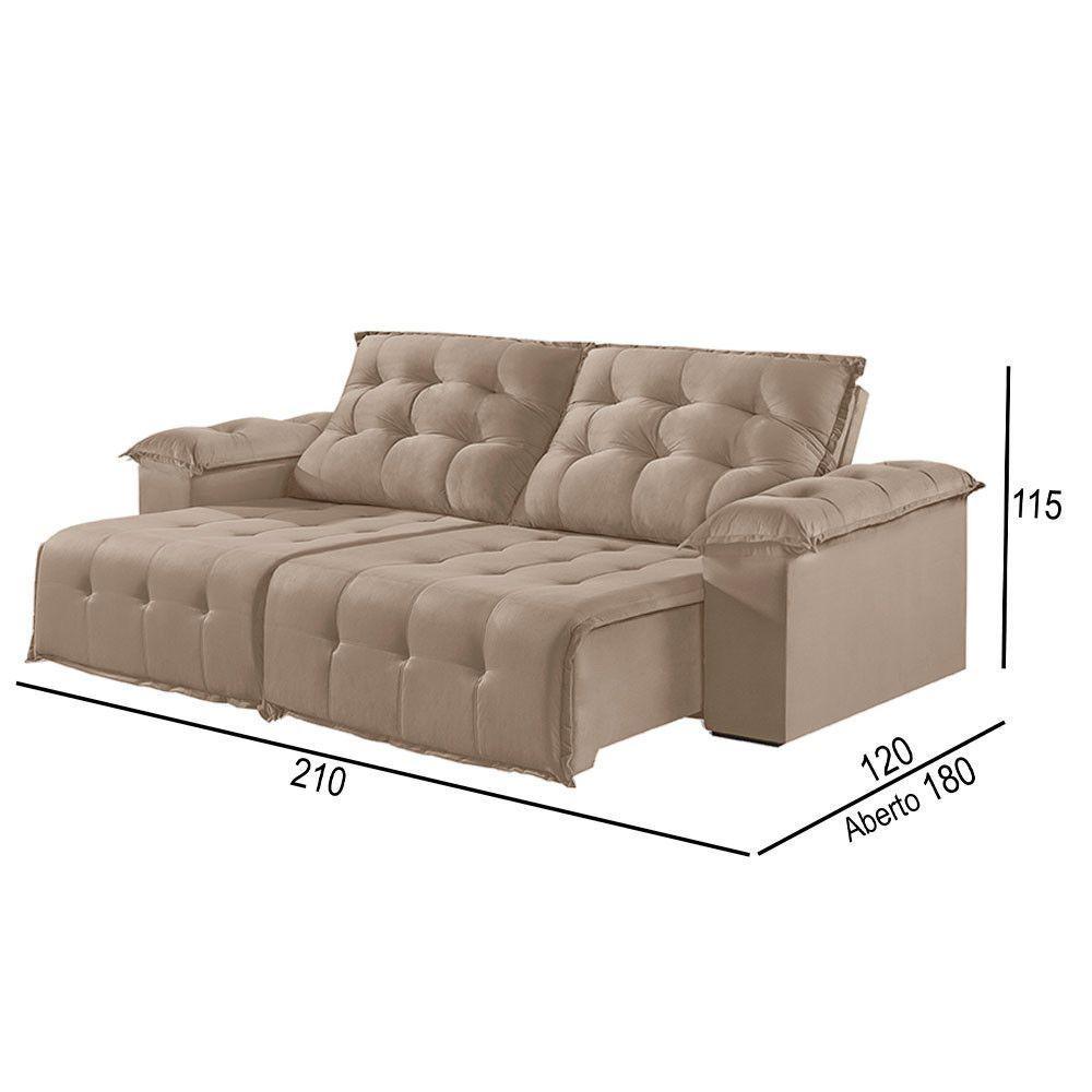 Sofá 2 Lugares Retrátil E Reclinável Martins M-170 Veludo Bege - 3