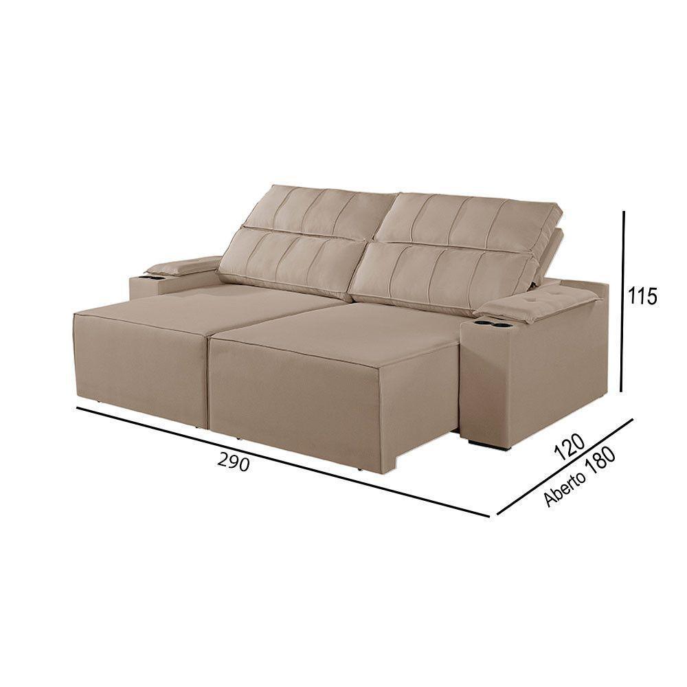 Sofá 5 Lugares Retrátil E Reclinável M-182 Martins Bege - 3