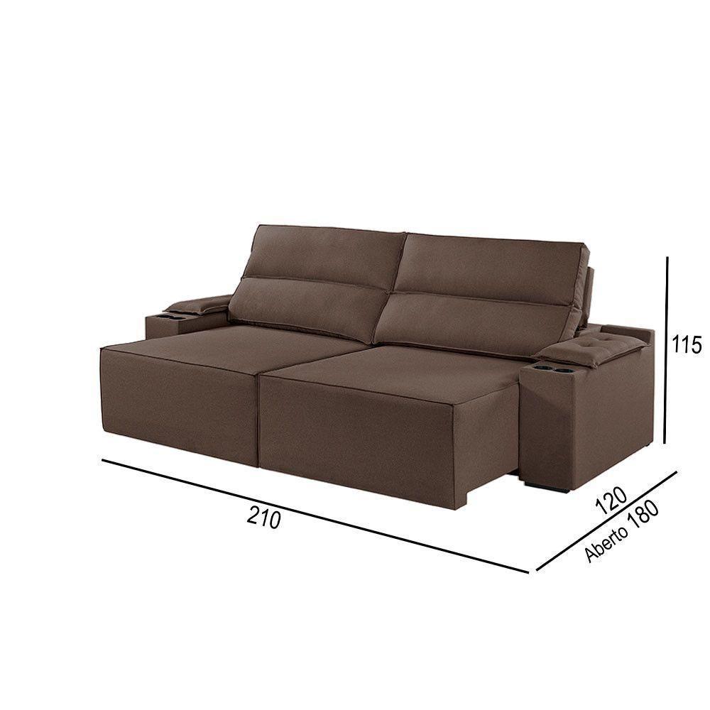 Sofá 2 Lugares Retrátil E Reclinável M-180 Martins Veludo Marrom - 3