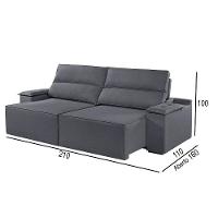 Sofá 2 Lugares Retrátil E Reclinável Martins M-180 Veludo Grafite - 2