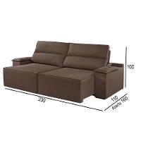 Sofá 3 Lugares Retrátil E Reclinável Martins M-180 Veludo Marrom - 3