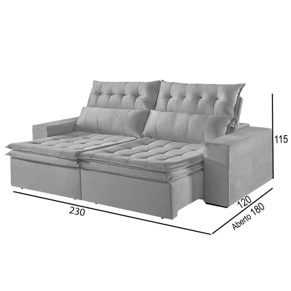 Sofá 3 Lugares Retrátil E Reclinável Martins M-118 Veludo Cinza - 3