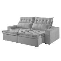 Sofá 3 Lugares Retrátil E Reclinável Martins M-118 Veludo Cinza - 1