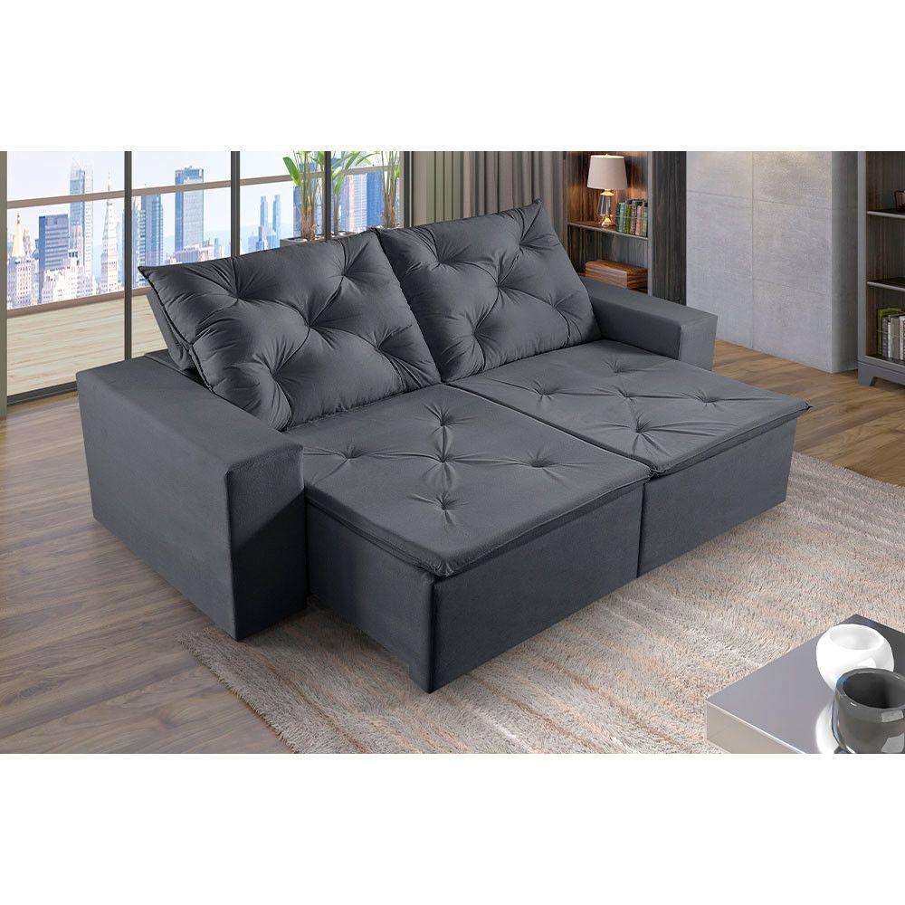 Sofá 3 Lugares Retrátil E Reclinável Martins M-181 Veludo Grafite - 2