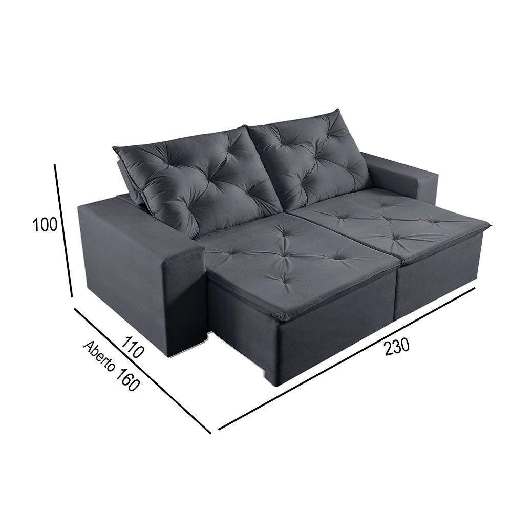 Sofá 3 Lugares Retrátil E Reclinável Martins M-181 Veludo Grafite - 3