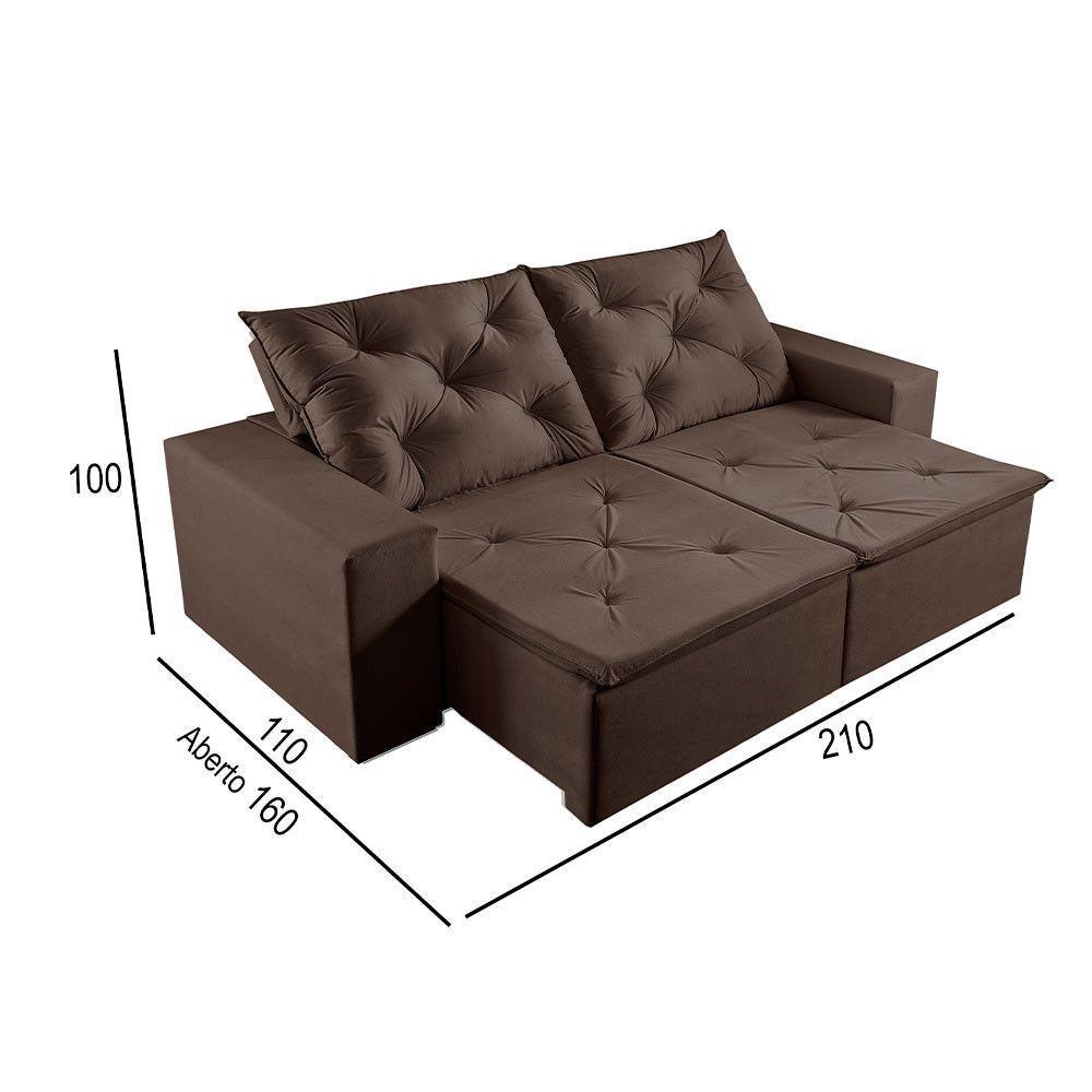 Sofá 2 Lugares Retrátil E Reclinável Martins M-181 Veludo Marrom - 3