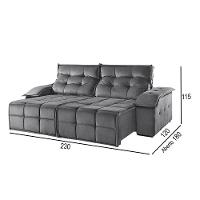 Sofá 3 Lugares Retrátil E Reclinável Martins M-122 Veludo Grafite - 2