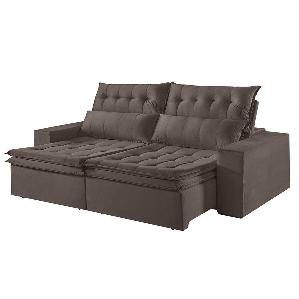 Sofá 2 Lugares Retrátil E Reclinável Martins M-118 Veludo Marrom - 1