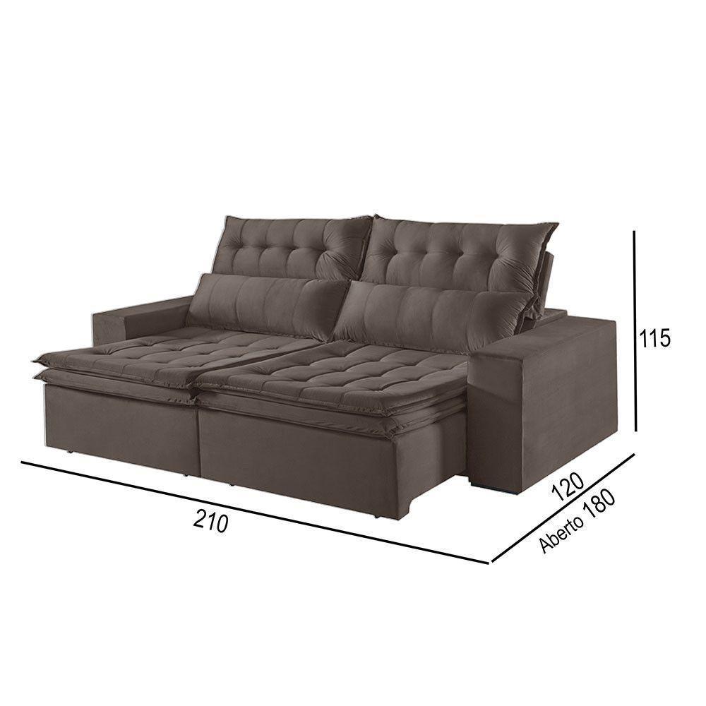 Sofá 2 Lugares Retrátil E Reclinável Martins M-118 Veludo Marrom - 3