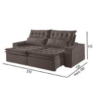 Sofá 2 Lugares Retrátil E Reclinável Martins M-118 Veludo Marrom - 3