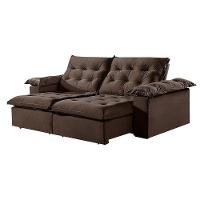 Sofá 5 Lugares Retrátil E Reclinável Martins M-147 Veludo Marrom - 1