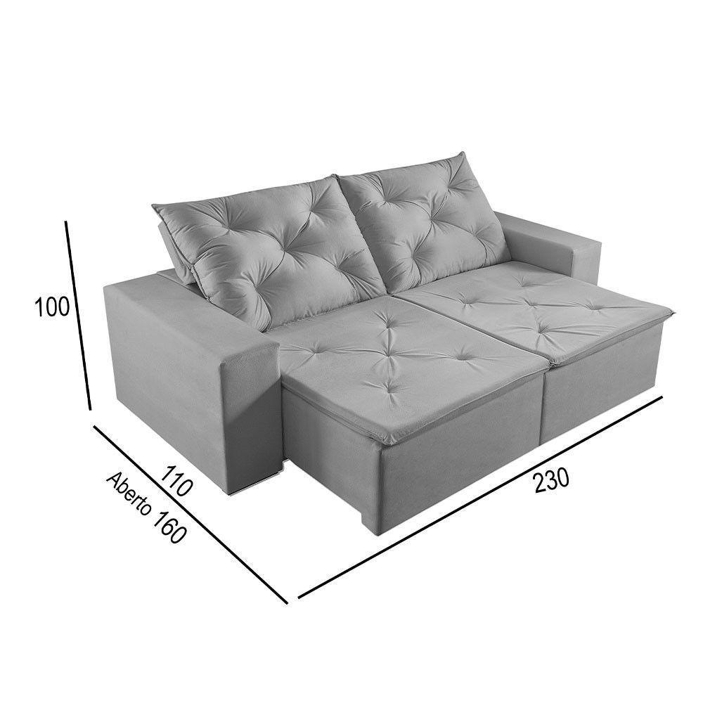 Sofá 3 Lugares Retrátil E Reclinável Martins M-181 Veludo Cinza - 3