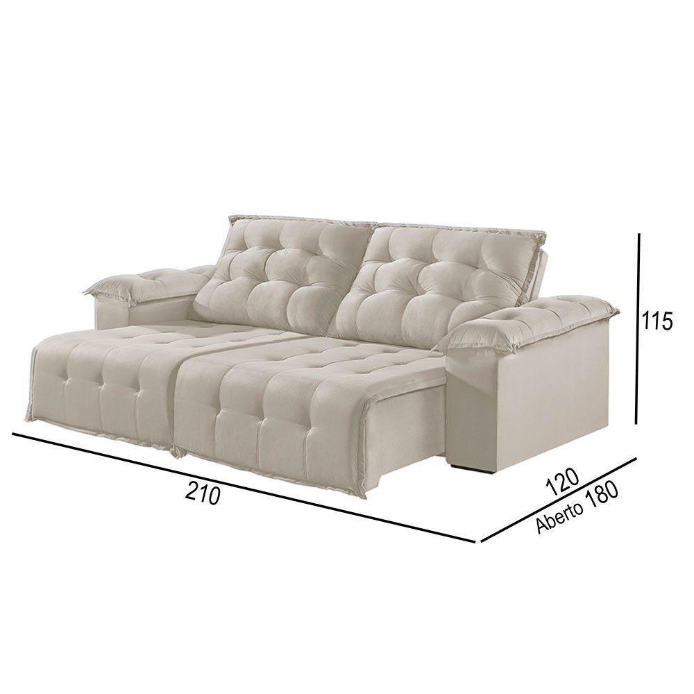 Sofá 2 Lugares Retrátil E Reclinável Martins M-170 Veludo Creme - 2