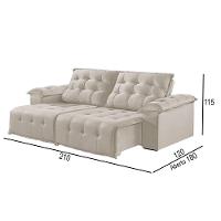 Sofá 2 Lugares Retrátil E Reclinável Martins M-170 Veludo Creme - 2
