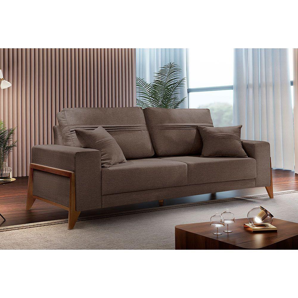 Sofá 3 Lugares Living M-130 Veludo Martins Marrom - 3