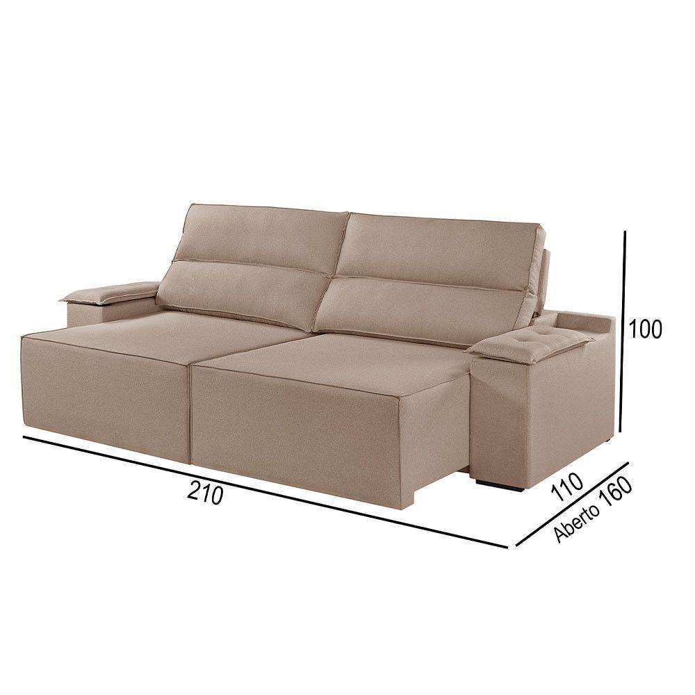 Sofá 2 Lugares Retrátil E Reclinável Martins M-180 Veludo Bege - 3