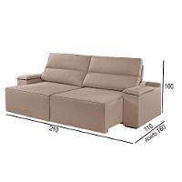 Sofá 2 Lugares Retrátil E Reclinável Martins M-180 Veludo Bege - 3