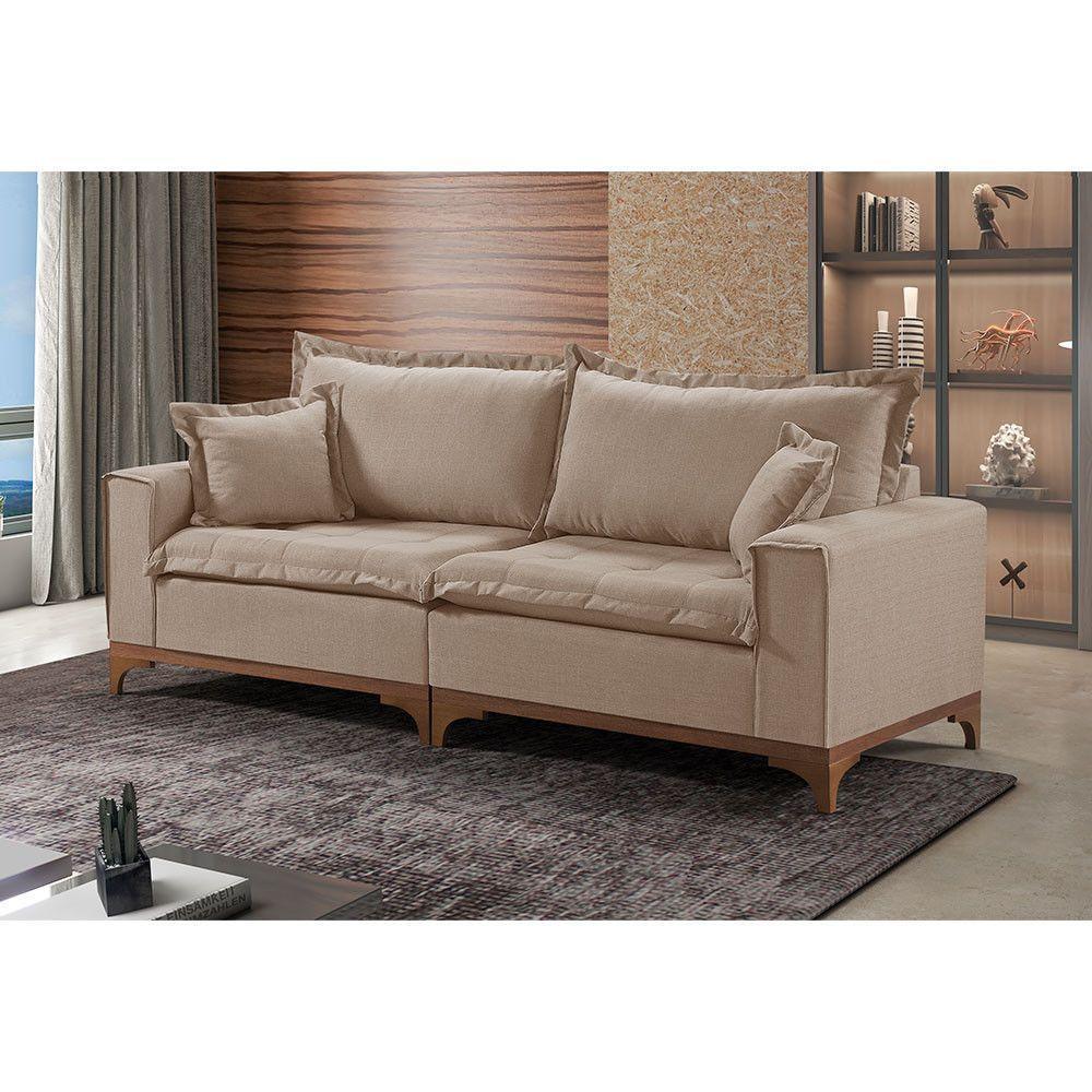 Sofá 3 Lugares Living M-47 Veludo Martins Bege - 2