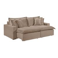 Sofá 3 Lugares Retrátil Encosto Fixo M-145 Veludo Martins Bege - 1