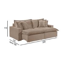 Sofá 3 Lugares Retrátil Encosto Fixo M-145 Veludo Martins Bege - 2