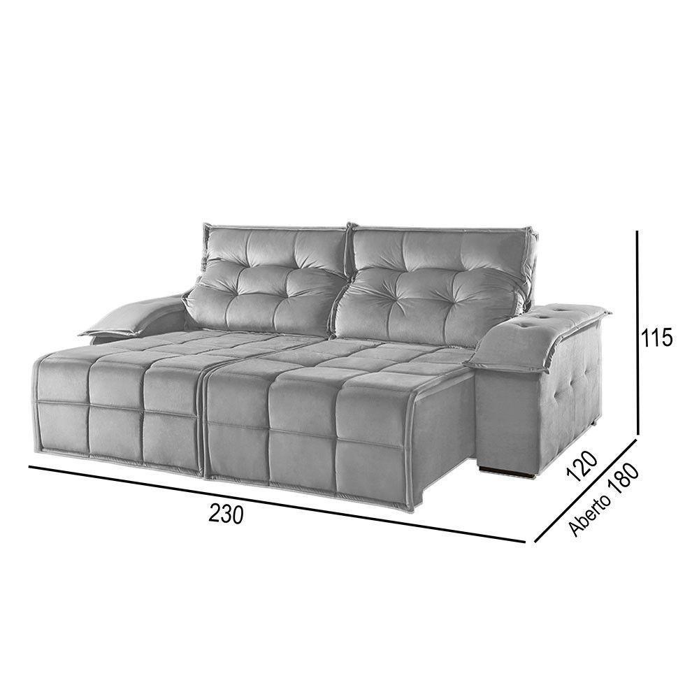 Sofá 3 Lugares Retrátil E Reclinável Martins M-122 Veludo Cinza - 3