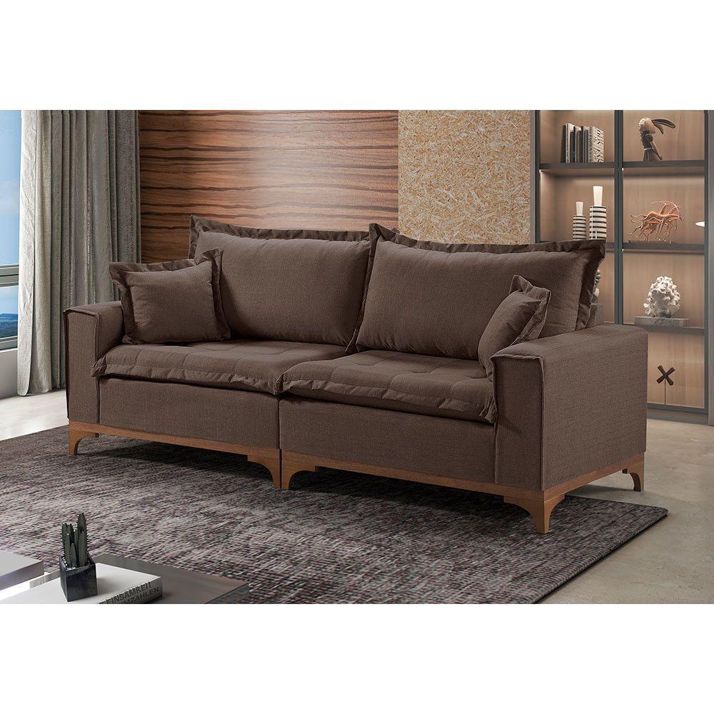 Sofá 3 Lugares Living M-47 Veludo Martins Marrom - 2